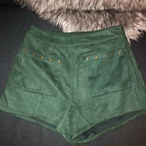 green suade shorts